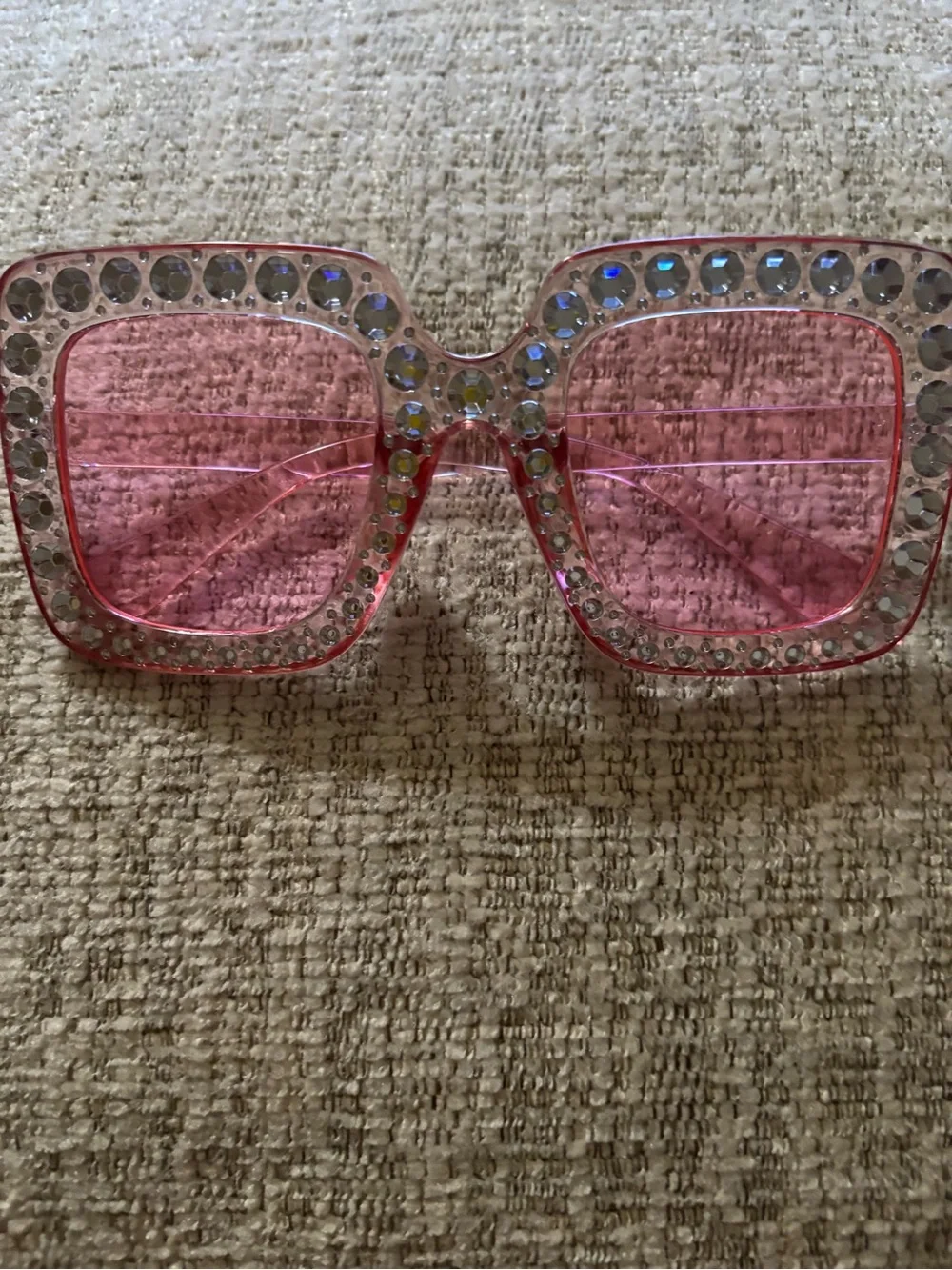Rhinestone Square Pink Sunglasses for Women